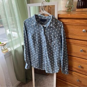 Tommy Hilfiger Blue and White Polka Dot Shirt